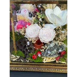 ÖZEL BÜYÜK ÜÇLÜ IŞIKLI PEMBE  SOLMAYAN GÜL