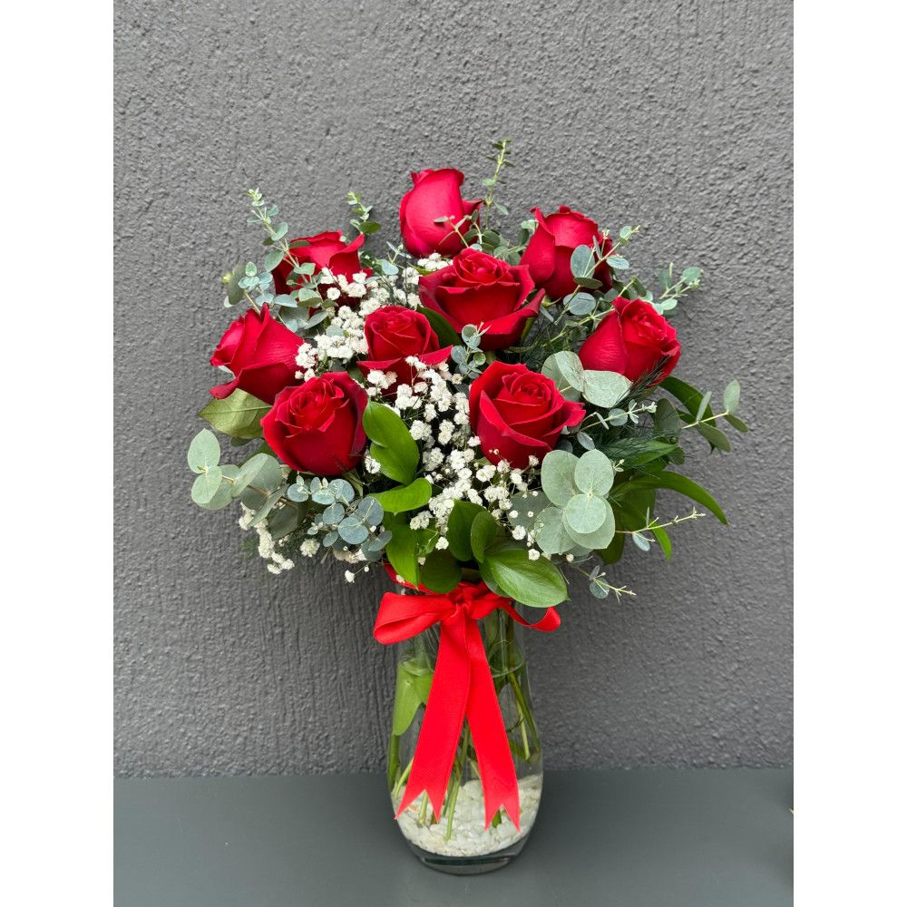 PAŞABAHÇE VAZODA 9'LI KIRMIZI GÜL